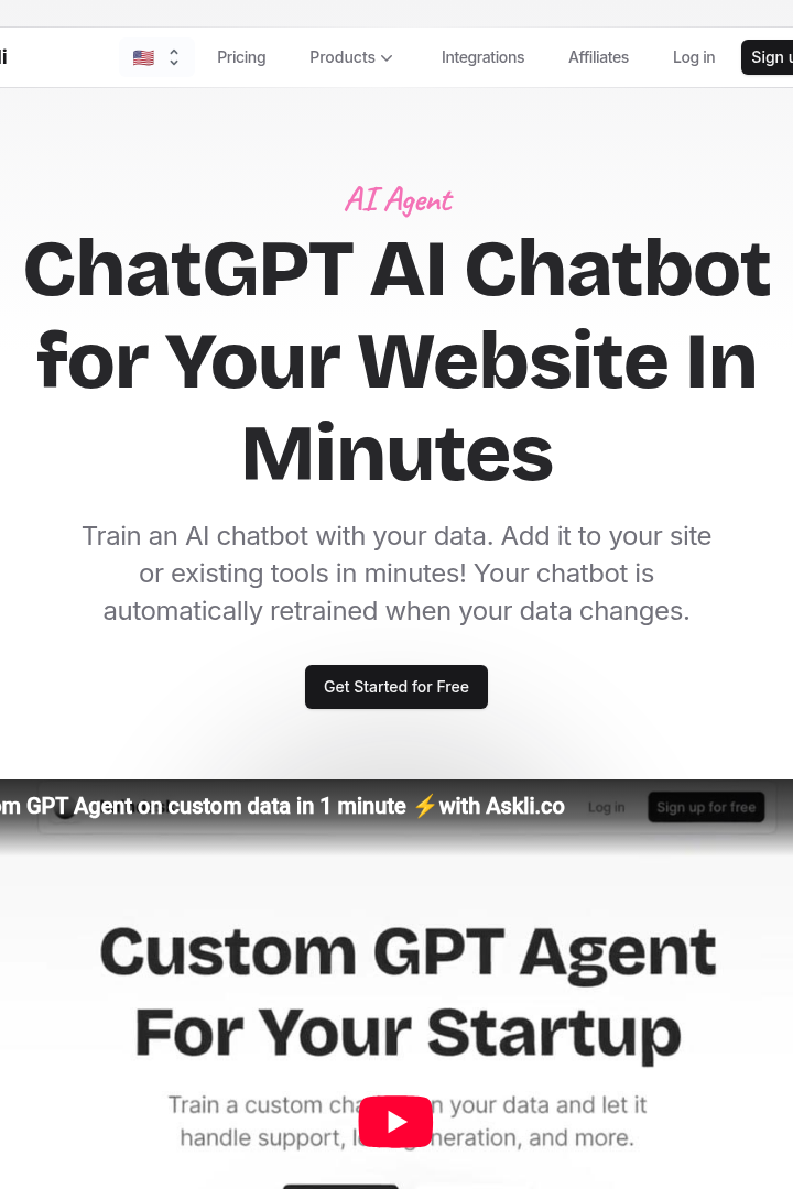 Captura de pantalla de Chaindesk - Chatbot de IA