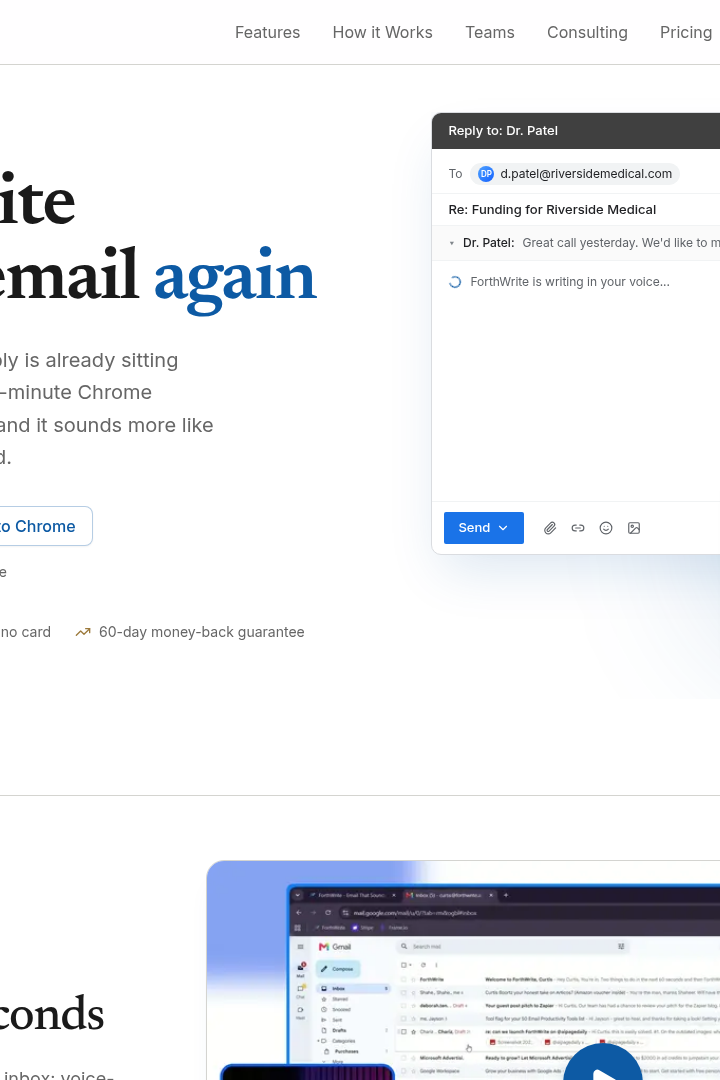 Captura de pantalla de ForthWrite - Integración con Gmail