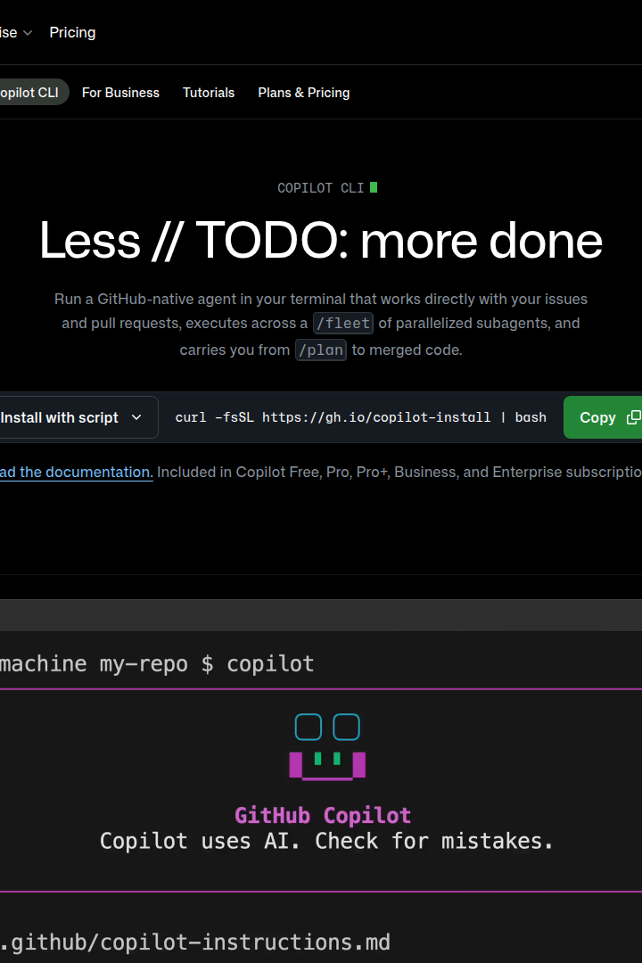 Captura de pantalla de GitHub Copilot - Asistencia en CLI