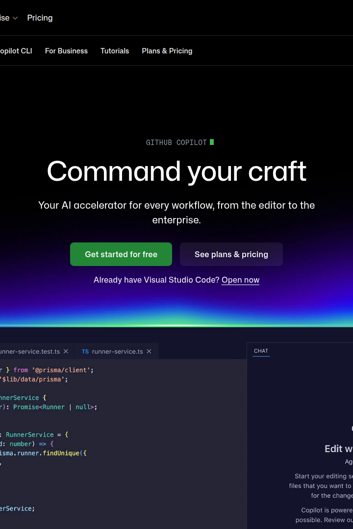 Captura de pantalla de GitHub Copilot - Hero