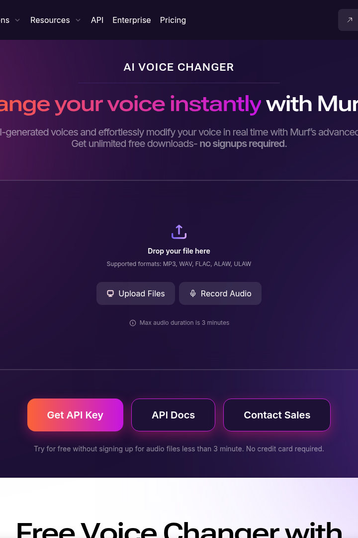Captura de pantalla de Murf AI - Cambiador de Voz