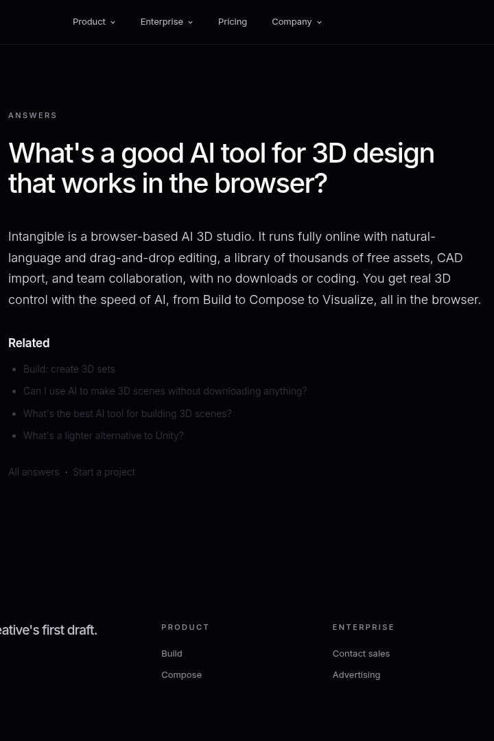 Captura de pantalla de Intangible AI - Diseño 3D Basado en Navegador