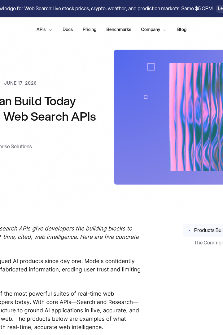 Captura de pantalla de You.com Web Search APIs - Casos de Uso API