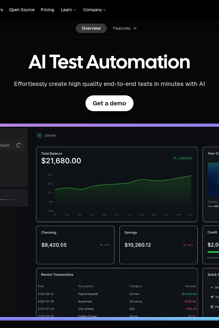 Captura de pantalla de Harness - Automatización de Pruebas con IA