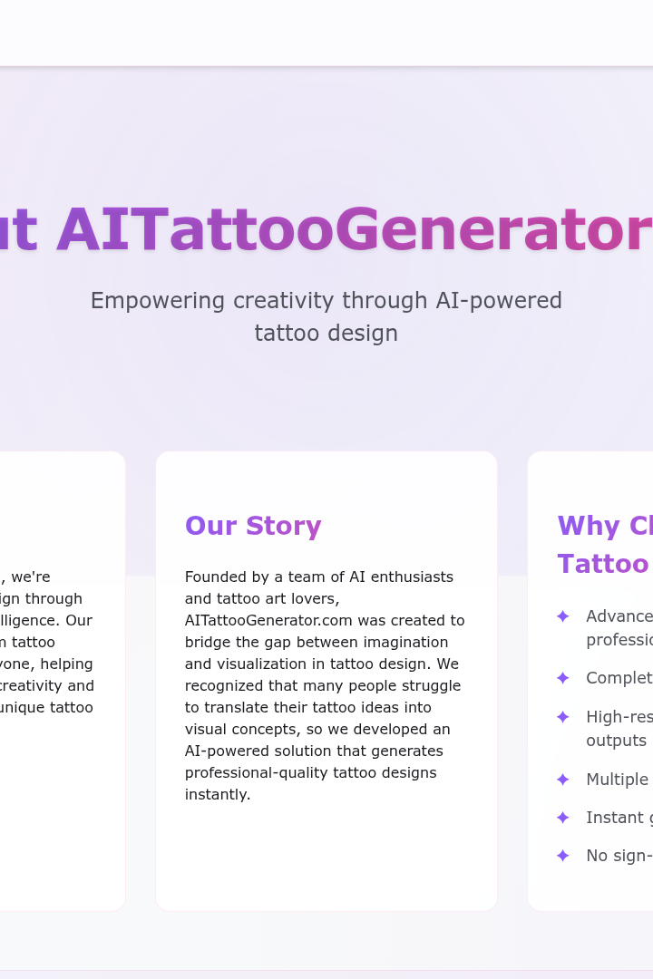 Captura de pantalla de AI Tattoo Generator - Características