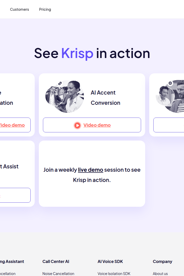 Captura de pantalla de Krisp - Demostración de Productos