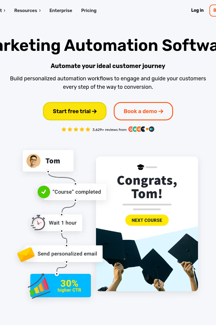 Captura de pantalla de GetResponse - Automatización de Marketing