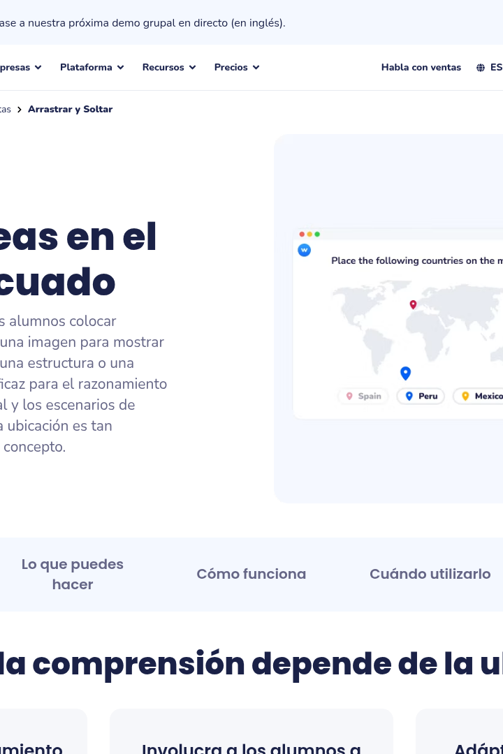 Captura de pantalla de Wooclap - Tipo de Pregunta: Arrastrar y Soltar