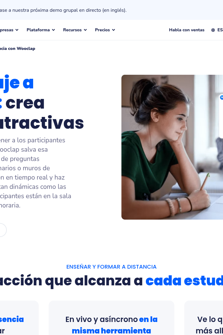 Captura de pantalla de Wooclap - Uso en Aprendizaje a Distancia