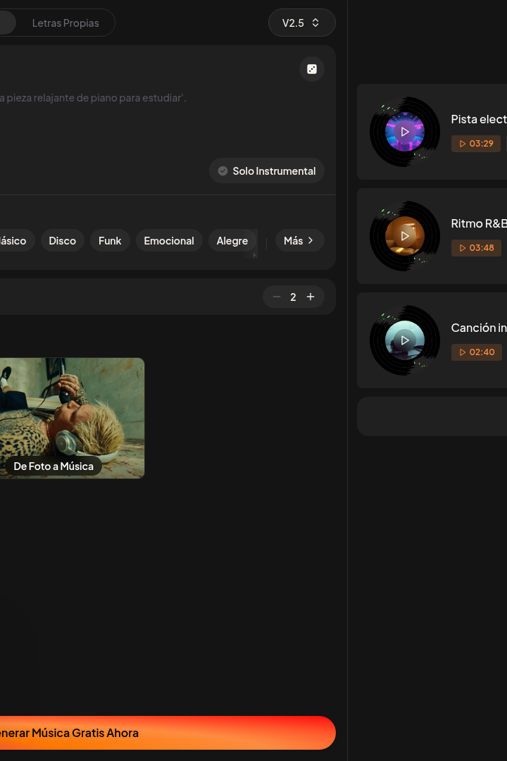 Captura de pantalla de Freemusic AI - Generador de Música