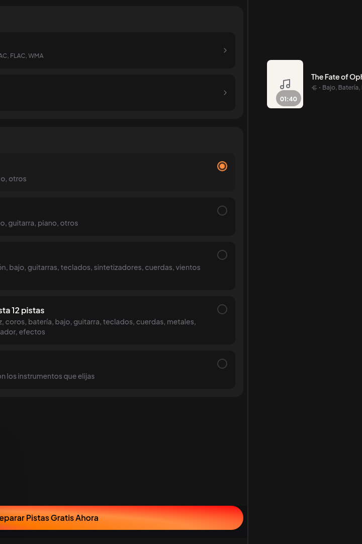 Captura de pantalla de Freemusic AI - Separador de Pistas
