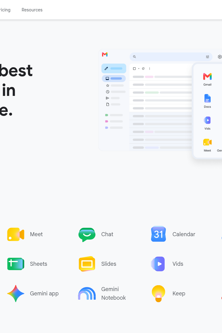 Captura de pantalla de Google Workspace - Funcionalidades