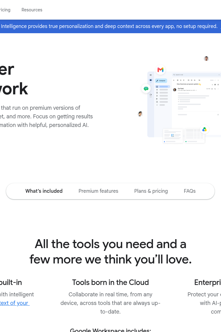 Captura de pantalla de Google Workspace - Hero