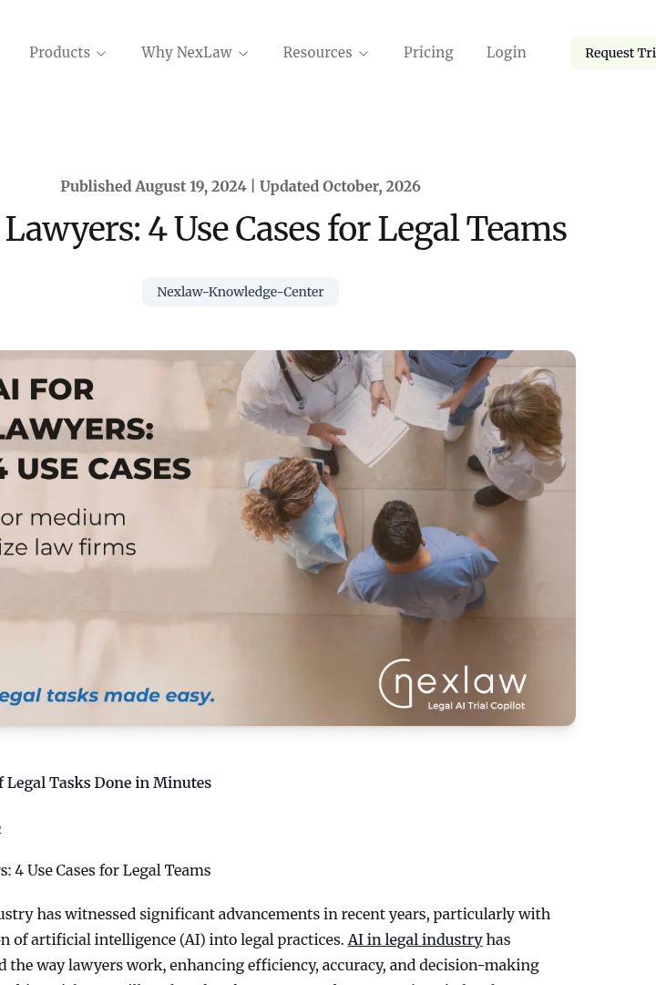Captura de pantalla de NexLaw - Casos de Uso