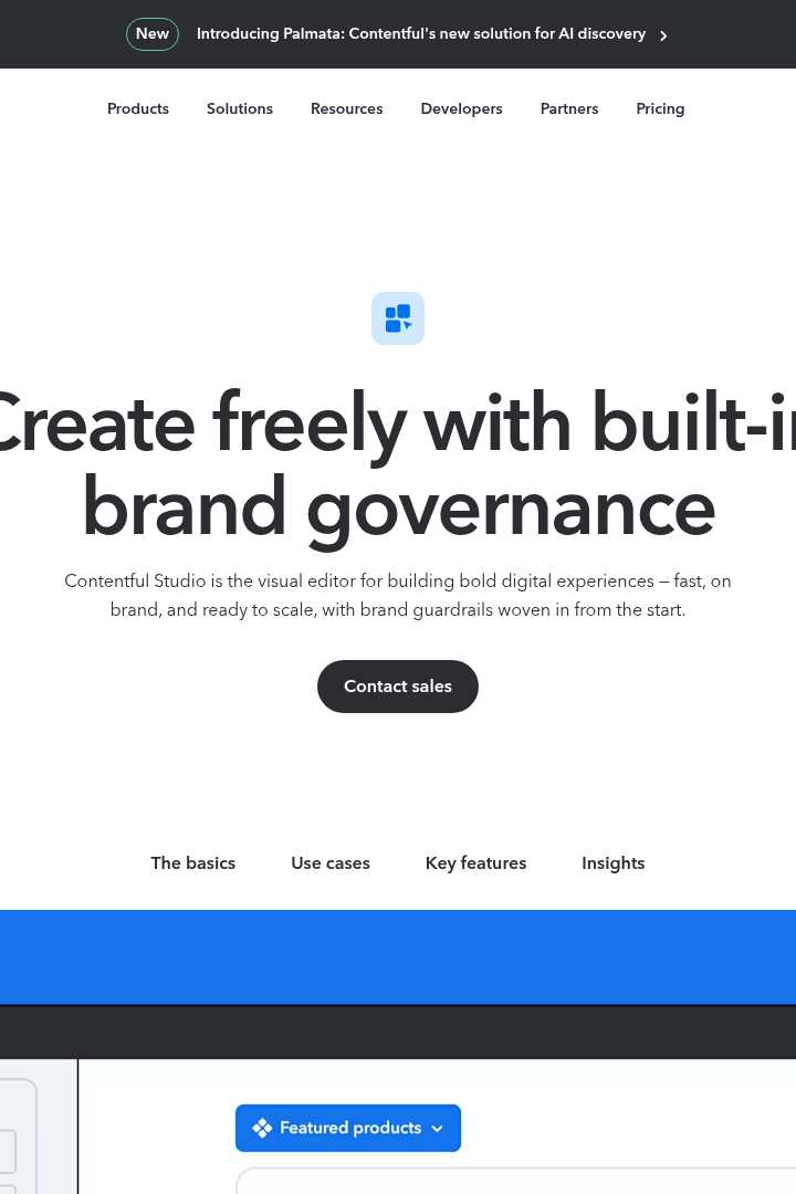 Captura de pantalla de Contentful - Funcionalidades del Studio