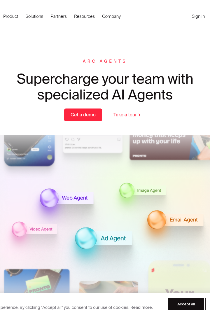 Captura de pantalla de Typeface - Agentes de IA