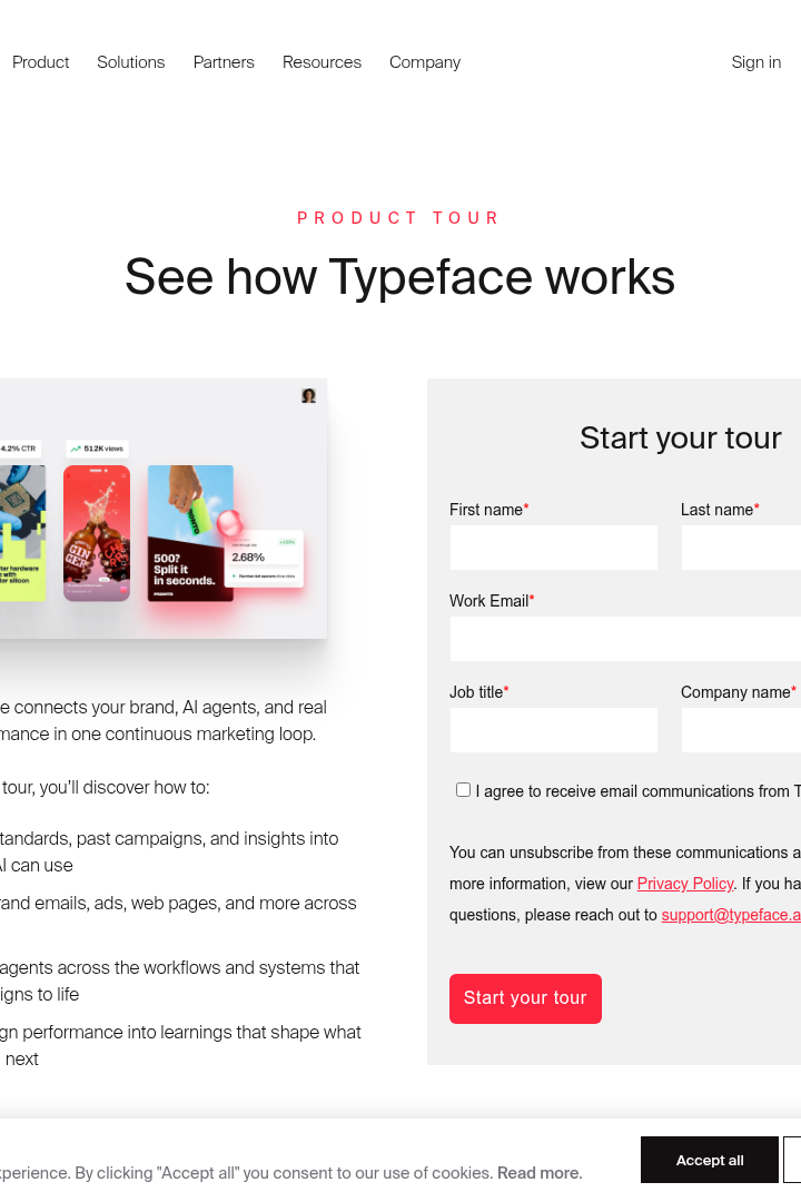 Captura de pantalla de Typeface - Recorrido de Producto