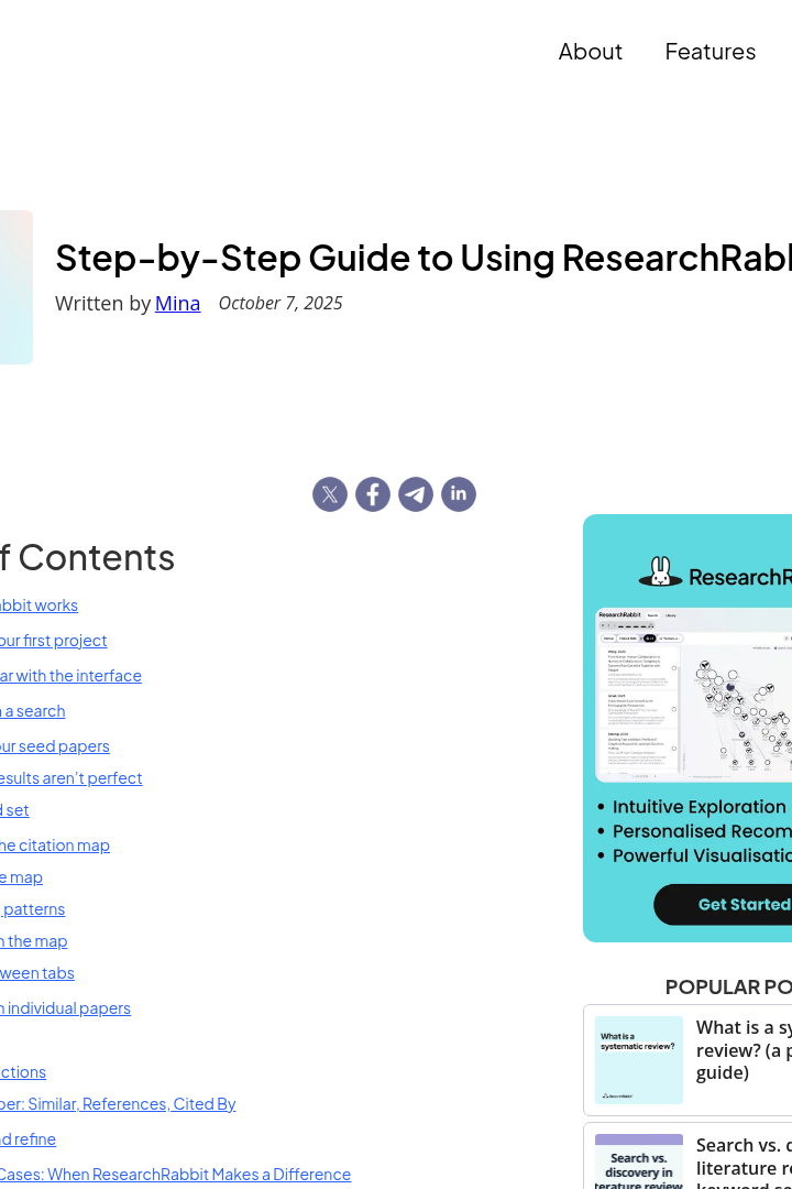 Captura de pantalla de ResearchRabbit - Guía de Uso