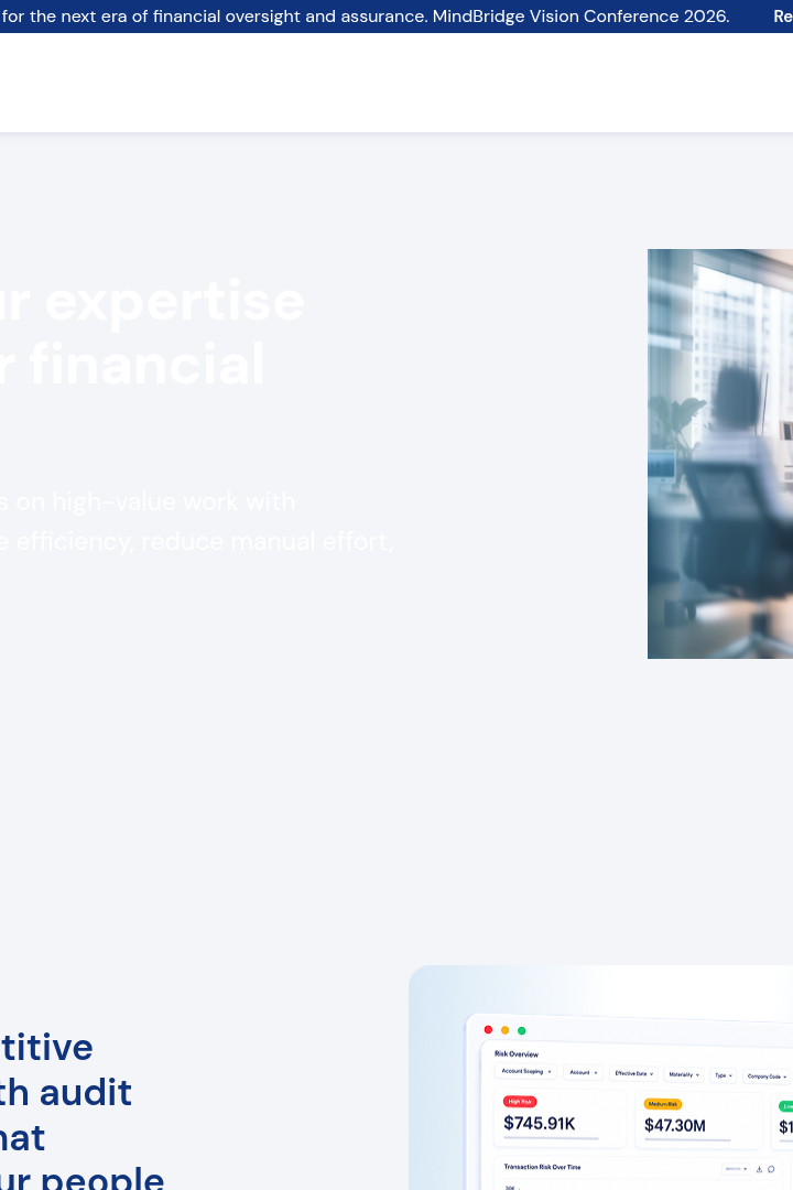 Captura de pantalla de MindBridge - Auditoría y Aseguramiento