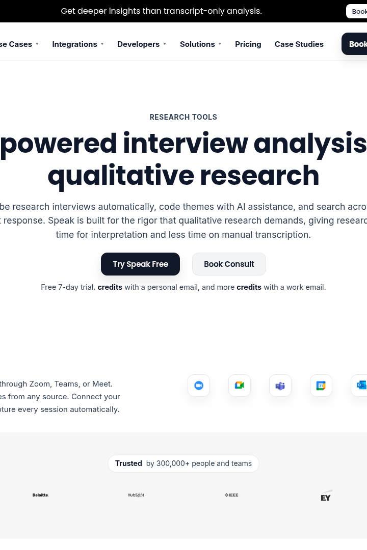Captura de pantalla de Speak AI - Análisis de entrevistas con IA