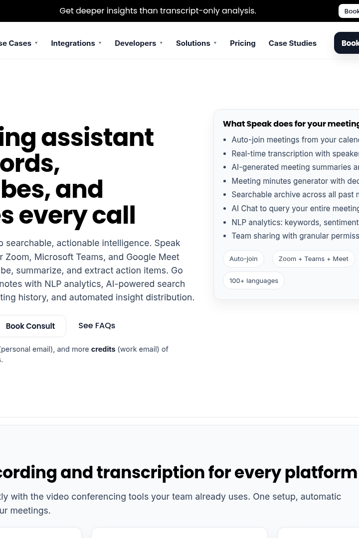 Captura de pantalla de Speak AI - Asistente de reuniones con IA