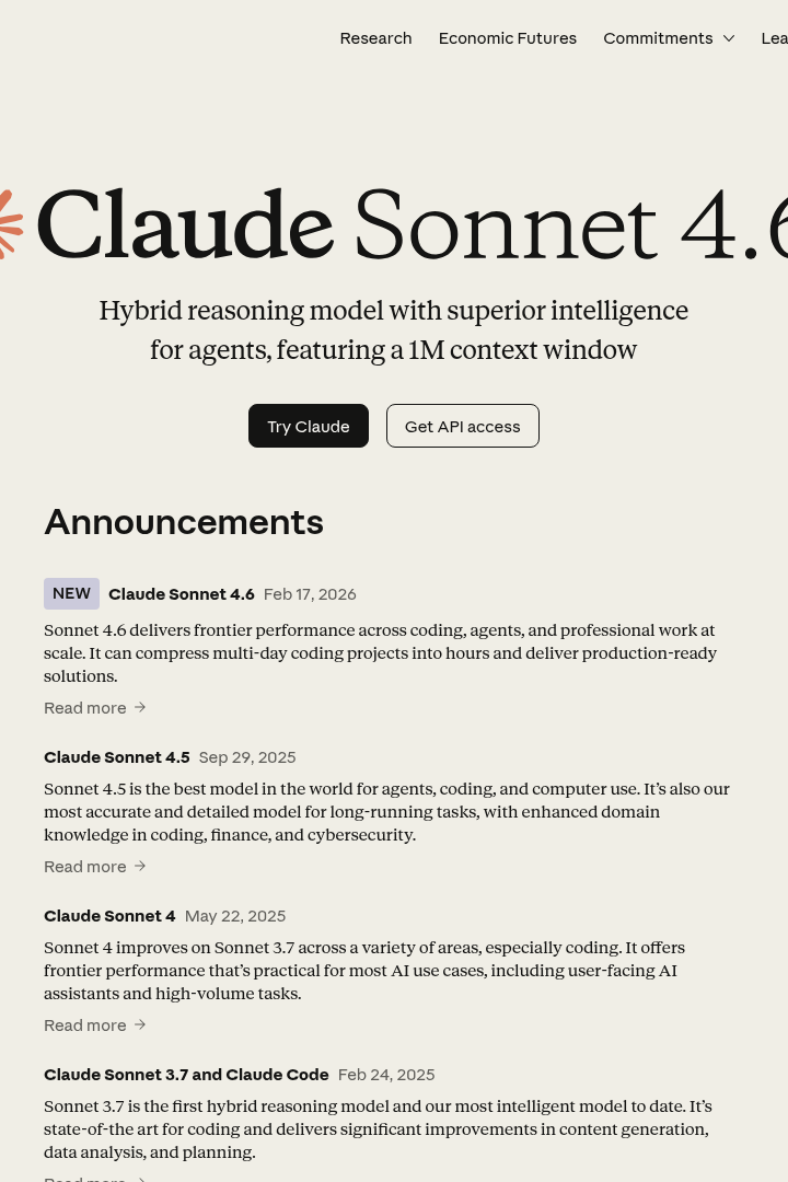 Captura de pantalla de Claude - Modelo Sonnet