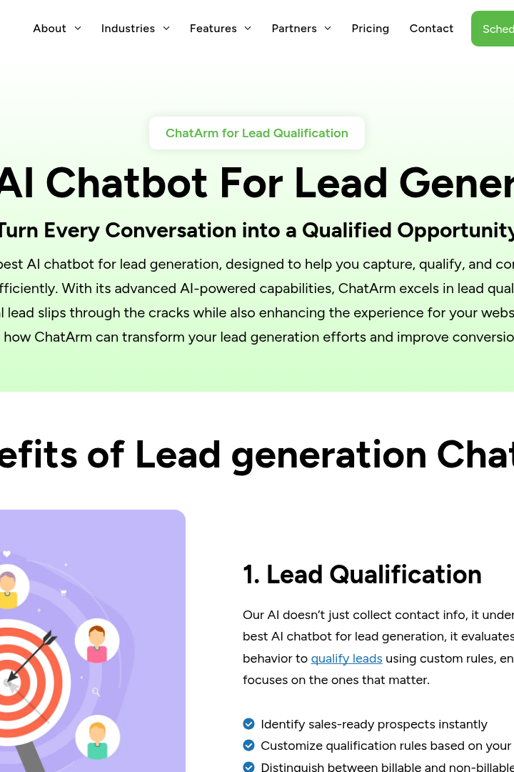 Captura de pantalla de ChatArm - Generación de Leads