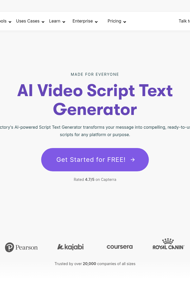 Captura de pantalla de Pictory AI - Generador de Video desde Guion
