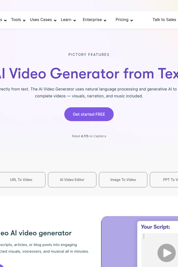 Captura de pantalla de Pictory AI - Generador de Video desde Texto