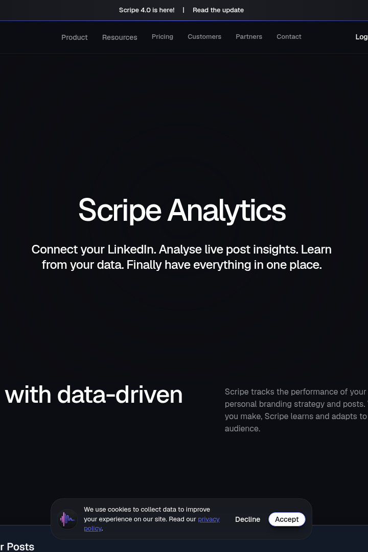 Captura de pantalla de Scripe - Análisis de Contenido