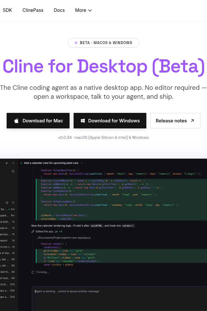 Captura de pantalla de Cline - Integración de Escritorio
