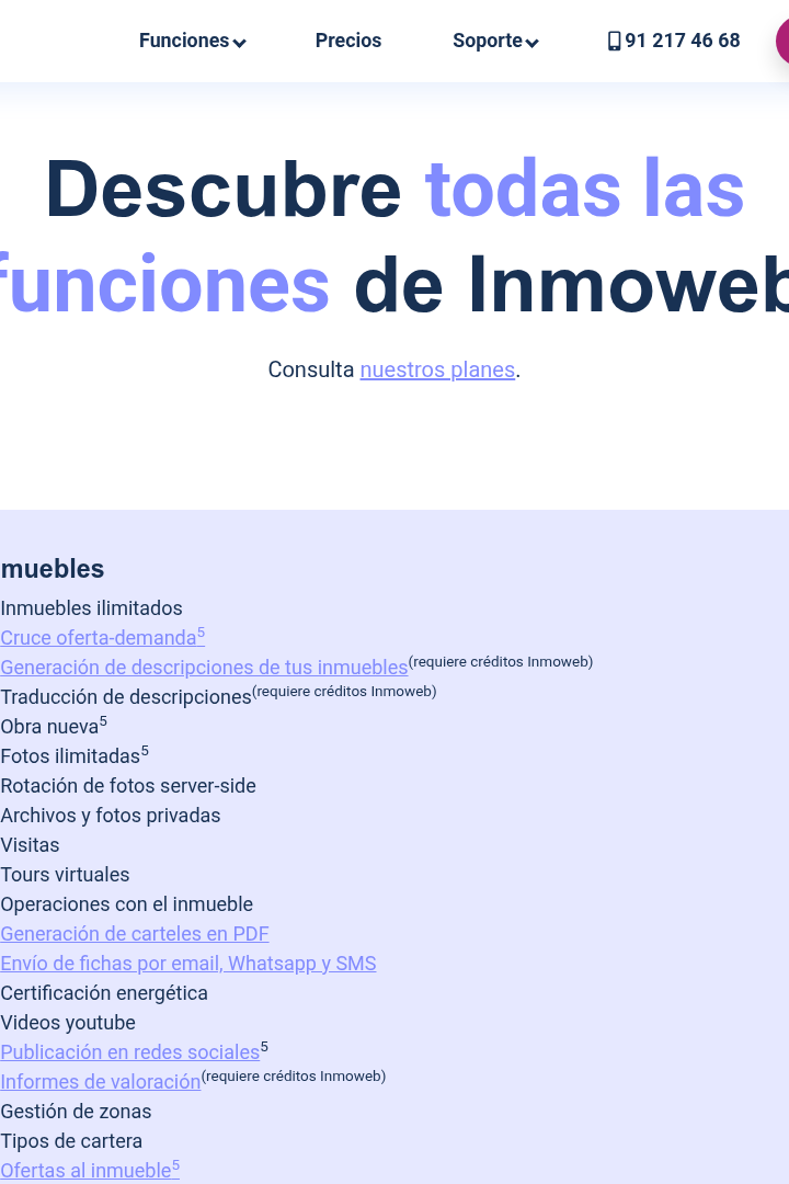 Captura de pantalla de Inmoweb - Funciones