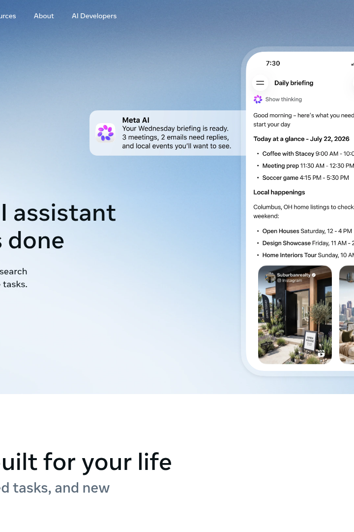 Captura de pantalla de Meta AI Assistant - Hero
