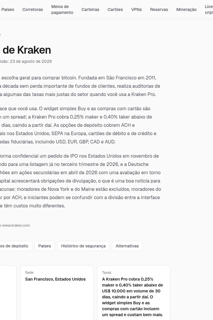 Captura de pantalla de Buy Bitcoin Smart - Detalle de Exchange (Kraken)