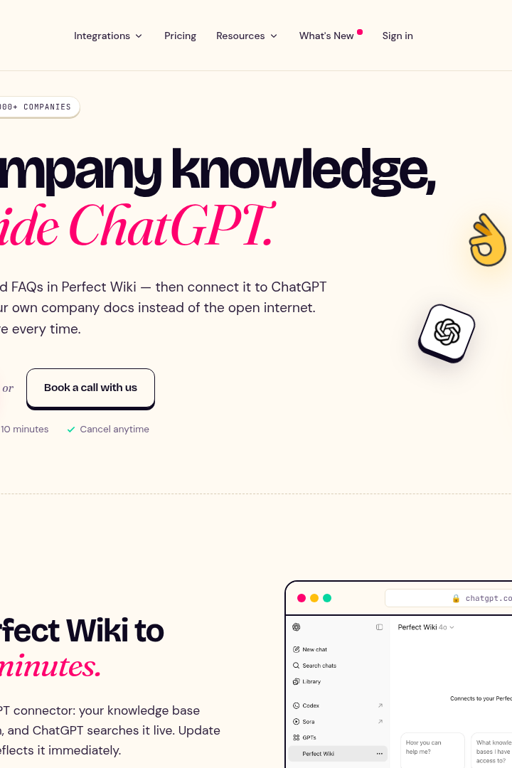 Captura de pantalla de Perfect Wiki for Teams - Integración con ChatGPT