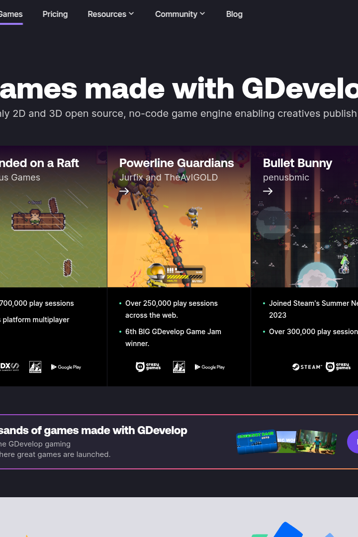 Captura de pantalla de GDevelop - Juegos Creados