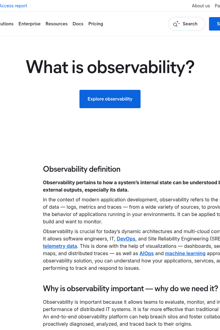 Captura de pantalla de Elastic - Observabilidad