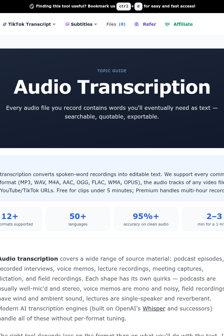 Captura de pantalla de Transcript.you - Transcriptor de Audio