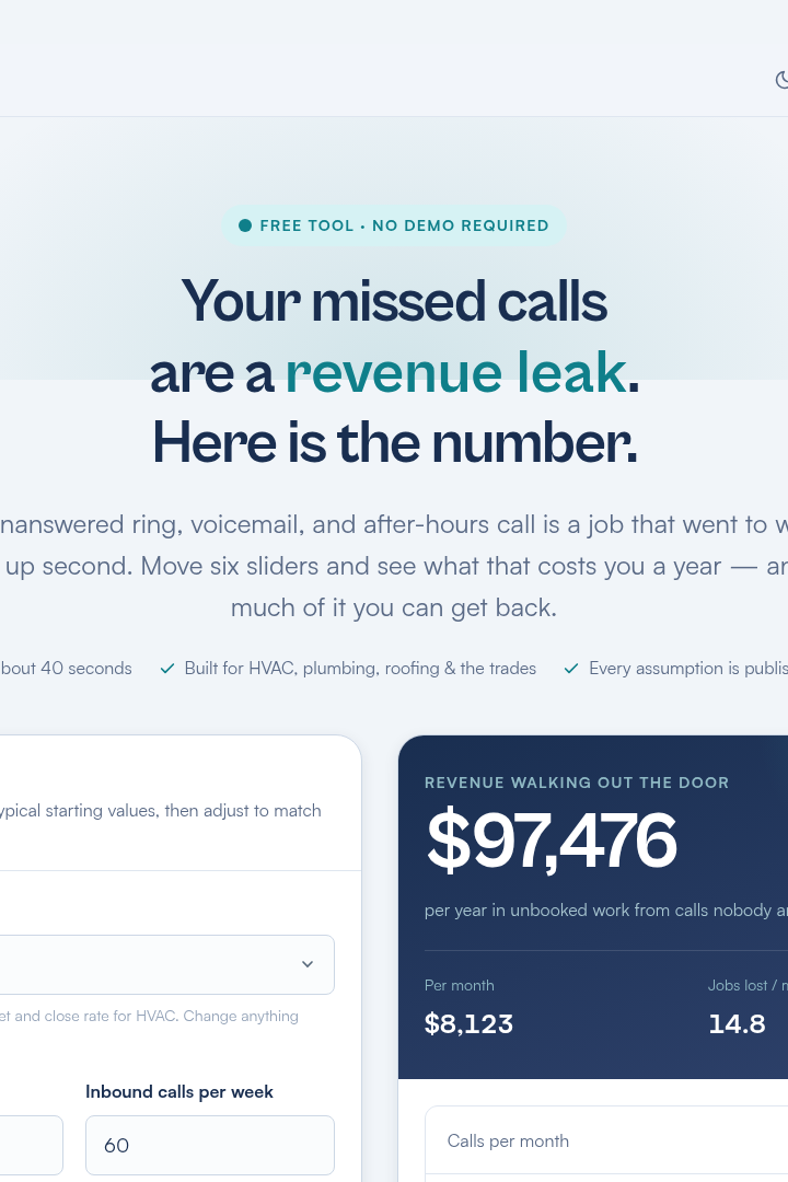Captura de pantalla de LeadPatrol - Calculadora de Ingresos Perdidos