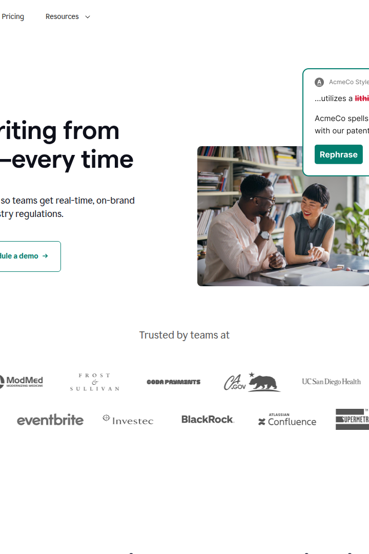 Captura de pantalla de Grammarly - Guía de Estilo Empresarial