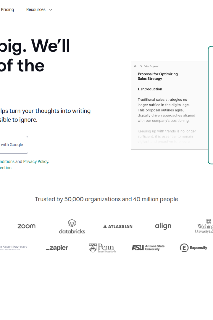 Captura de pantalla de Grammarly - Hero