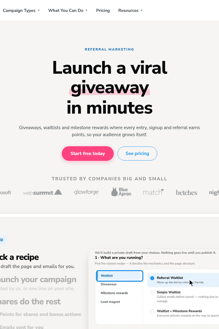 Captura de pantalla de KickoffLabs - Hero
