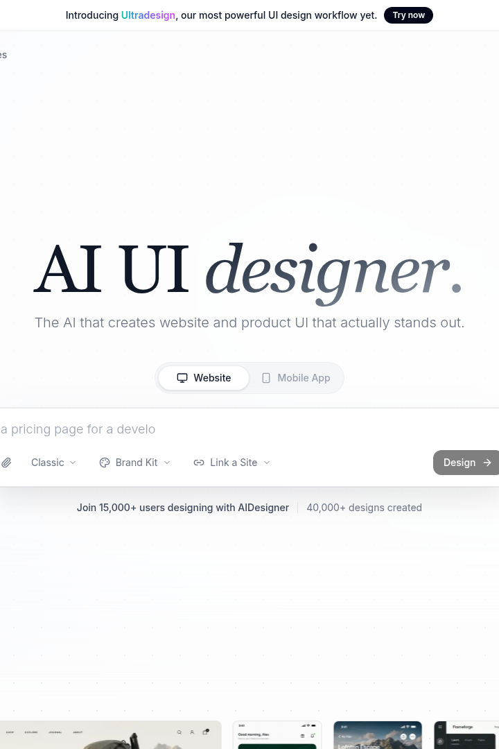 Captura de pantalla de AIDesigner - Diseñador de UI con IA