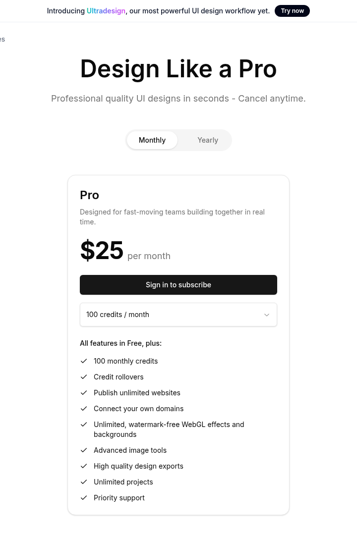 Captura de pantalla de AIDesigner - Precios