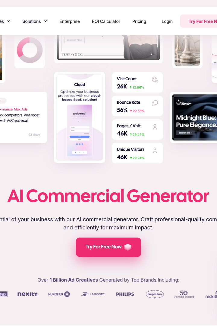 Captura de pantalla de AdCreative.ai - Generador de Anuncios en Video