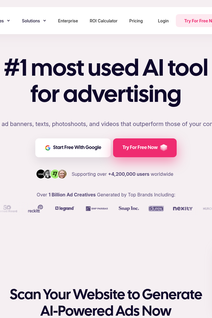 Captura de pantalla de AdCreative.ai - Hero