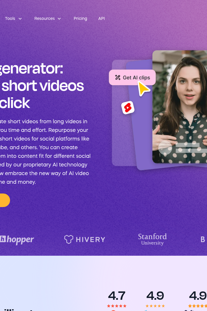 Captura de pantalla de Vizard - Generador de Clips IA
