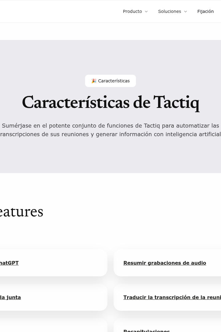 Captura de pantalla de Tactiq - Características