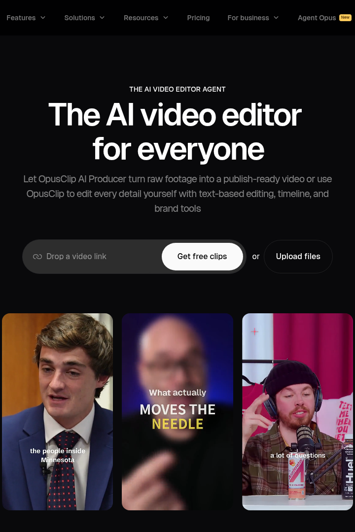 Captura de pantalla de OpusClip - Editor de Video IA
