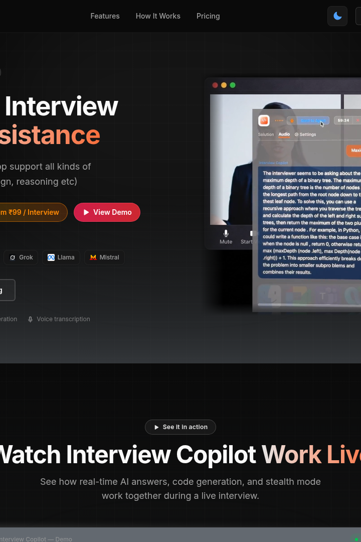 Captura de pantalla de Interview Copilot - Hero
